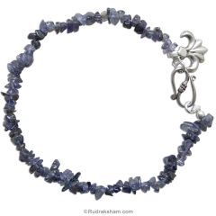 Blue Gemstone Beads Bracelet with Hanging Silver Pendant