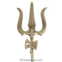 5 Feet Brass Trishul with Damroo | Brass Trident with Monkey Talking Drum | Lord Shiva's Trident | Trishool