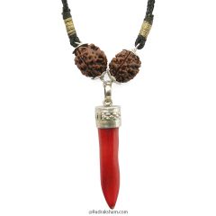 Maha Agni Power Pendant | Remove the Malefic effect of Planet Mars - Mangal | Combination of 3 Mukhi Rudraksha and Coral Moonga Bead in Silver