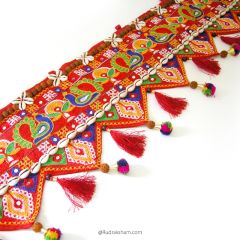 Bandhanwar, Exclusive Hand Made Door Hanging Toran with Rudraksha Beads, Red Chandan - Red Sandalwood Beads and Kaudi / Cowires