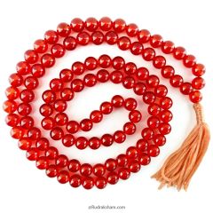 Carnelian Mala | Orange Carnelian Gemstone Beads Mala Necklace | Natural Carnelian Stone 108 Beads Rosary with Tassel