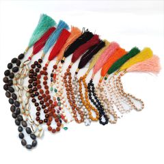 27+1 Beads 14 Japa Mala Set, Rudraksha, Red - White Sandalwood, Sphatik, Skull Beads, Vaijanti, Silver Beads, Navratna, Tulsi, Haldi, Lotus Seeds, Black Agate, Pearl, Kauri, Complimentary 6 Japa Mala Bags