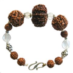  Libra Zodiac Sun Sign Bracelet |Tula Rashi Bracelet | A Combination of 6 Mukhi Rudraksha, and 11 Mukhi Rudraksha Bead with Sphatik ( Crystal / Quartz ) Gemstone Beads in Silver | Energised Bracelet
