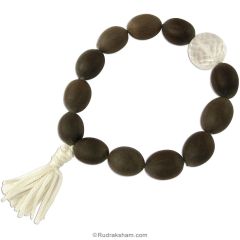  Lotus Seed Bead Bracelet with Sphatik Bead | Kamal Gatta Beads Mala Bracelet with Diamond Cut Crystal / Quartz Bead 16 mm with Tassel