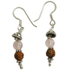 Rose Quartz and Rudraksha Earring