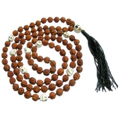  Rudraksha - Skull Narmund Mala | Kali Bone Mala | Rudraksha Mund Mala | 108 beads Rudraksha Mund mala Necklace | Skull Rosary