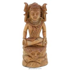 11cm Lord Shiva Statue- Pure Sandalwood Shiva Idol, Natural Chandan Shivji Hand Carved Statue, Lord Shiva Murti in White Sandalwood