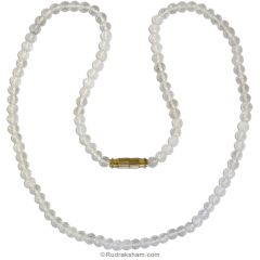 4 mm Sphatik Diamond Cut Stone Beads Mala Necklace | Original and Natural Sphatik / Crystal / Quartz High Grade Diamond Cut Gemstone Necklace | 108 Beads