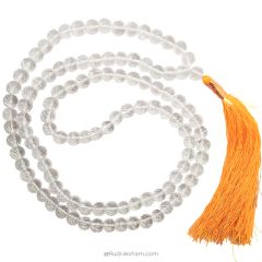 7 mm Sphatik Diamond Cut Stone Beads Mala Necklace | Original and Natural Sphatik / Crystal / Quartz High Grade Diamond Cut Gemstone Rosary | 108 + 1 Beads