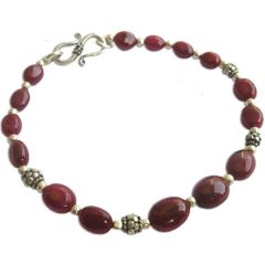 Sun - Surya Zodiac Bracelet | Ruby Beads ( Manik / Manak) Bracelet with Silver Accessories to remove the malefic effects of Sun / Surya