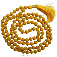 Haldi Mala, Turmeric Rosary, 108 Beads Haldi Japa Mala Rosary, Baglamukhi Mala, Original Turmeric Japa Mala Handknotted with Silk Tassel