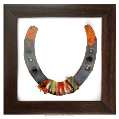 Framed Black Horse Shoe with Nails, Kale Ghode Ki Naal, Energised Original Real Horse Shoe for Good Luck & Evil Eye protection, Rusty Iron horse shoe, remove malefic effect of Saturn