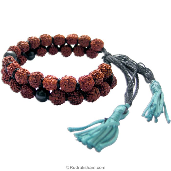 Solid silver handmade Natural Rudraksha beads 85 inches long bracelet  jewelry from rajasthan india sbr50  TRIBAL ORNAMENTS