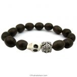 Lotus Seed Bead Bracelet with Narmund Bead | Kamal Gatta & Black Eye Mund Bead Bracelet, Designer Silver ball in Stretchable elastic 