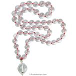 10 mm - 13 mm Natural Sphatik Hand Knotted Mala with Round Crystal Silver Pendant 18 mm | Original High Quality Clear Smooth Round Beads Quartz Stone Rosary with Large Sphatik Pendant