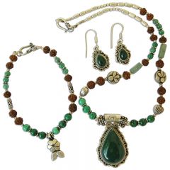 Malachite - Rudraksha Jewelry Set