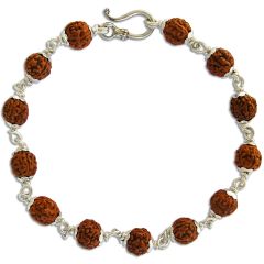 Buy Silver Five Mukhi Rudraksha Beads Bracelet Online