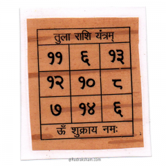 Libra - Tula - Venus Pocket Yantra | Tula Rashi Pocket Yantra | Libra Zodiac Laminated Pocket Yantra on Bhoj Patra | Energised Pocket Yantra